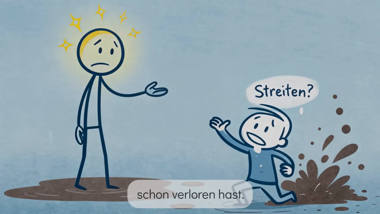 Ein Mensch lächelt, nickt und geht weg — die elegante Reaktion