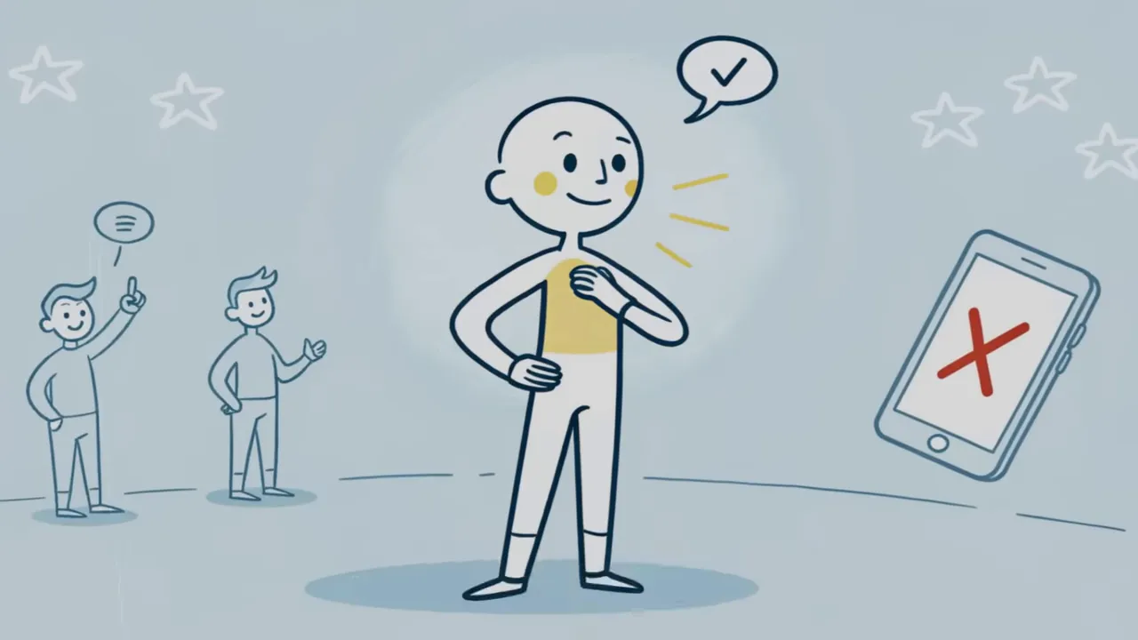 Person smiling confidently after making changes