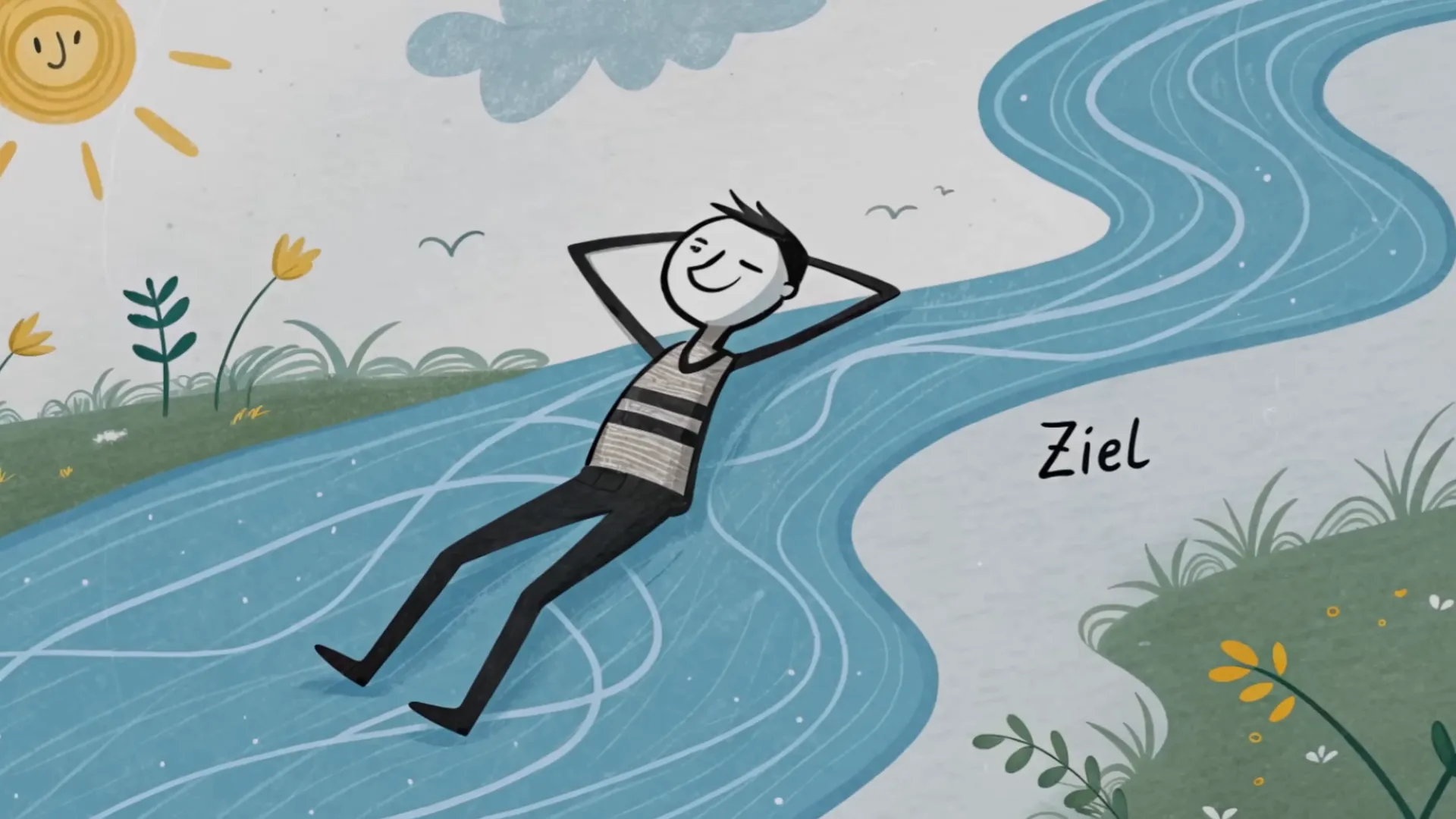 Muskel vs Flow - Bildhafte Metapher mit Wasser und Faust