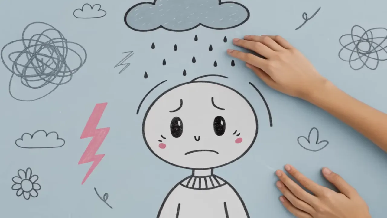 Person noticing negative self-talk and replacing it