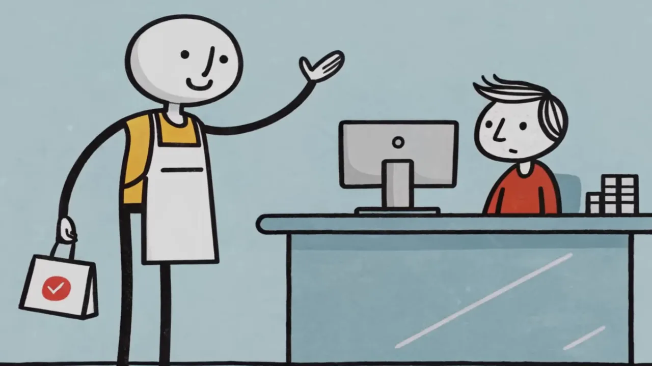 Zwei Menschen im Gespräch, einer hält Blickkontakt und antwortet langsam