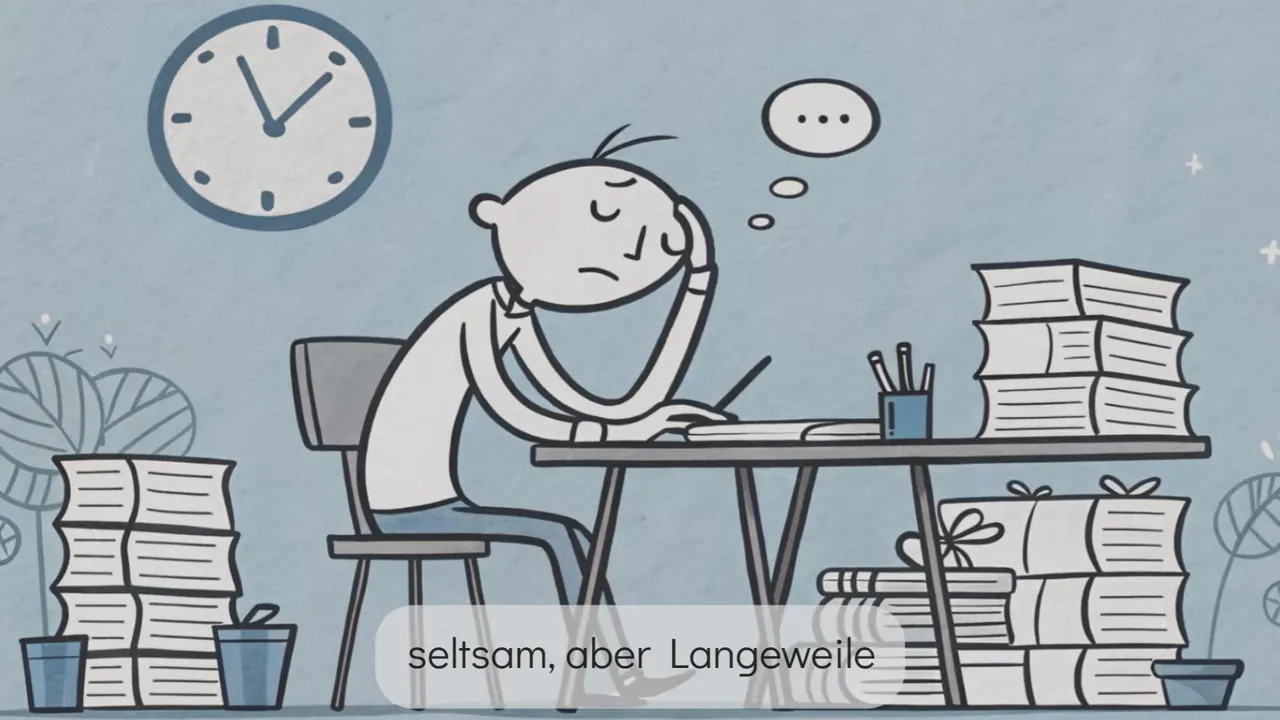 Jemand bei monotoner Arbeit, gelangweilter Blick, Routine