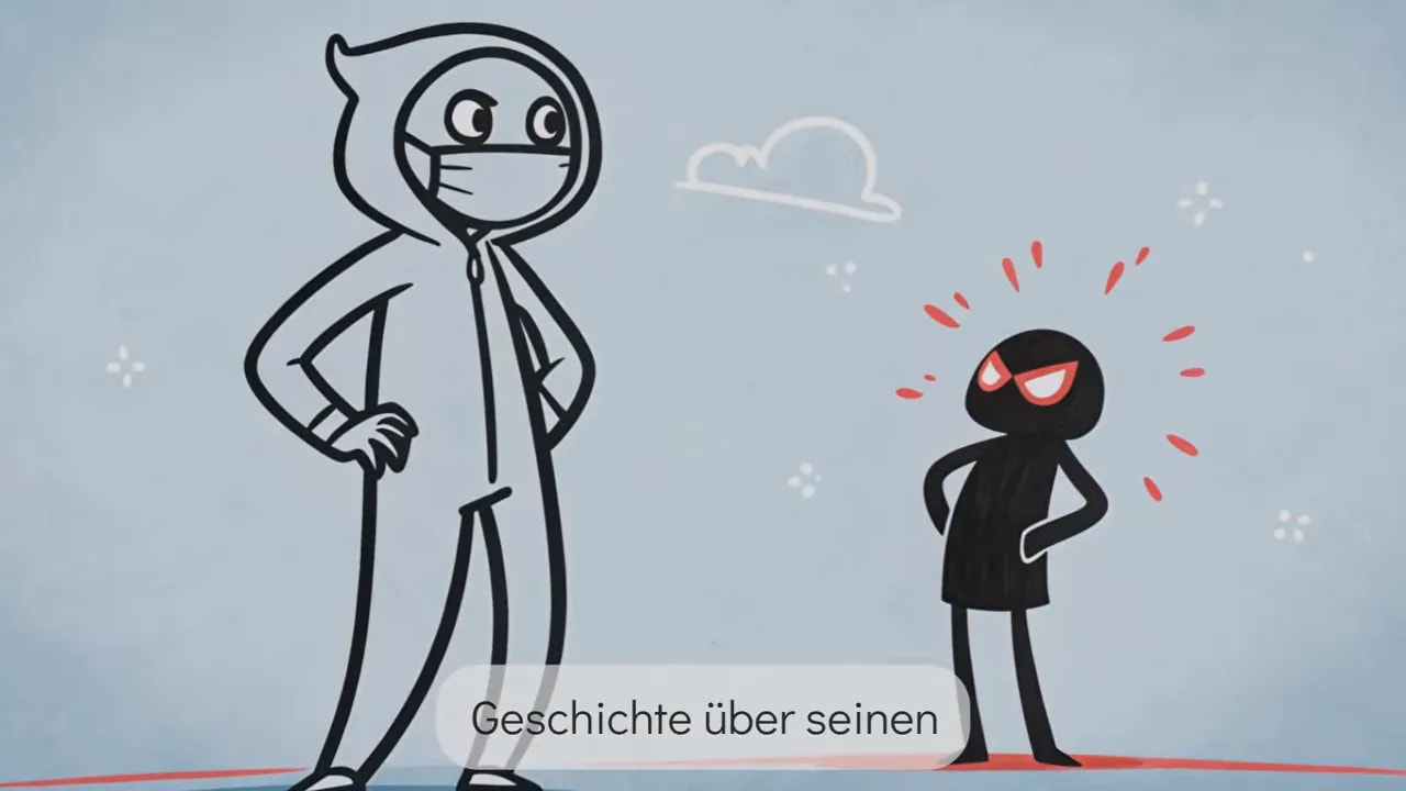 Illustration einer Person, die eine andere emotional kodierte Person beobachtet, ohne direkt zu reagieren