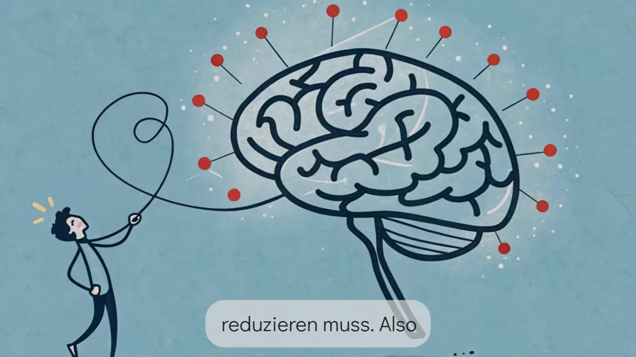 Illustration eines Gehirns mit angeschlossenen Reizpunkten und umgeleiteter Dopamin-Aktivität