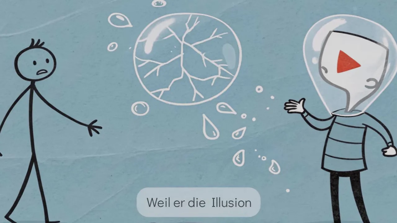 Illustration zweier Personen mit Symbolen für emotionale Belastung und der Idee, die Illusion nicht mitzuladen