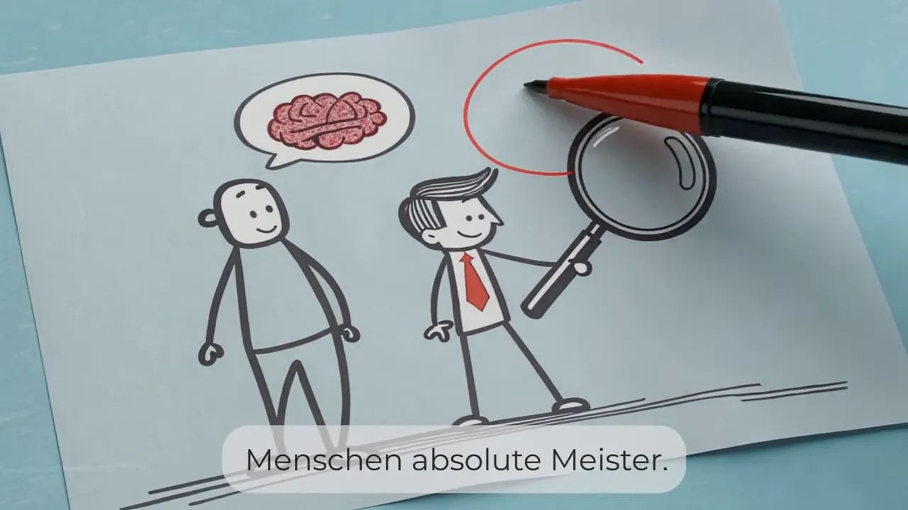 Illustration: eine Denkblase mit Gehirn und eine Person, die mit einem Megafon auf ein mentales Profil zielt