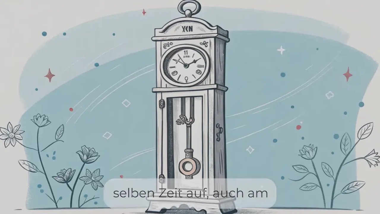 Illustration einer Standuhr vor hellem Hintergrund